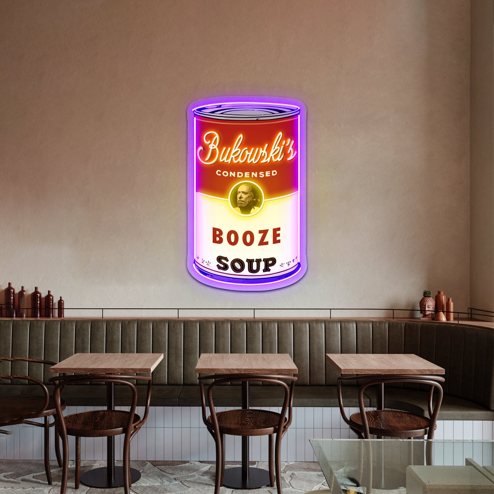 Bukowski Booze Soup Artwork Business Neon Sign | Shineneon