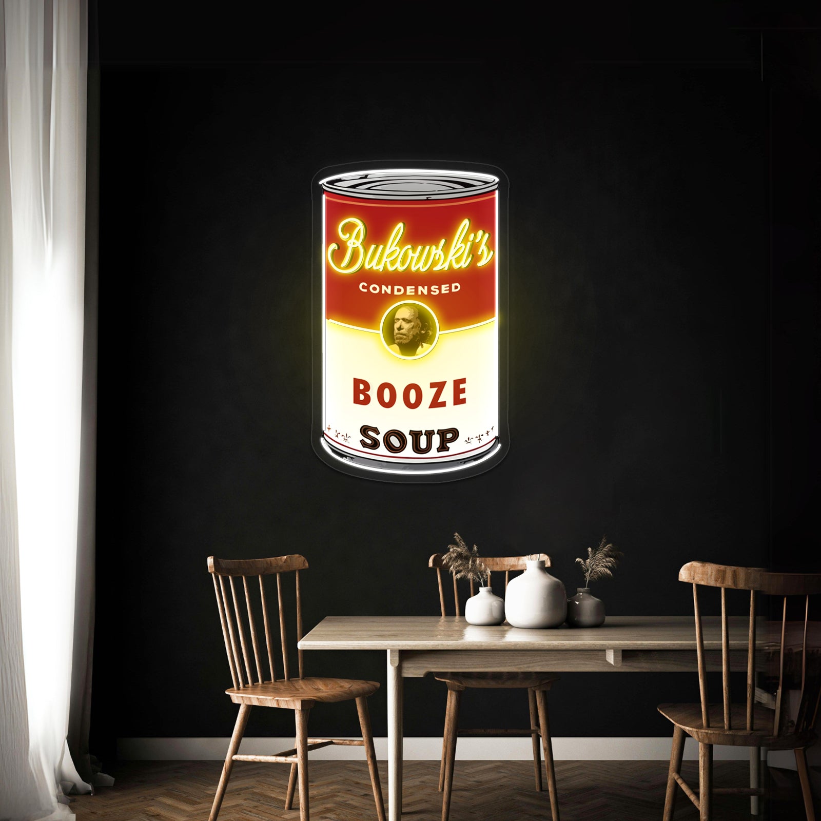 Bukowski Booze Soup Artwork Business Neon Sign | Shineneon