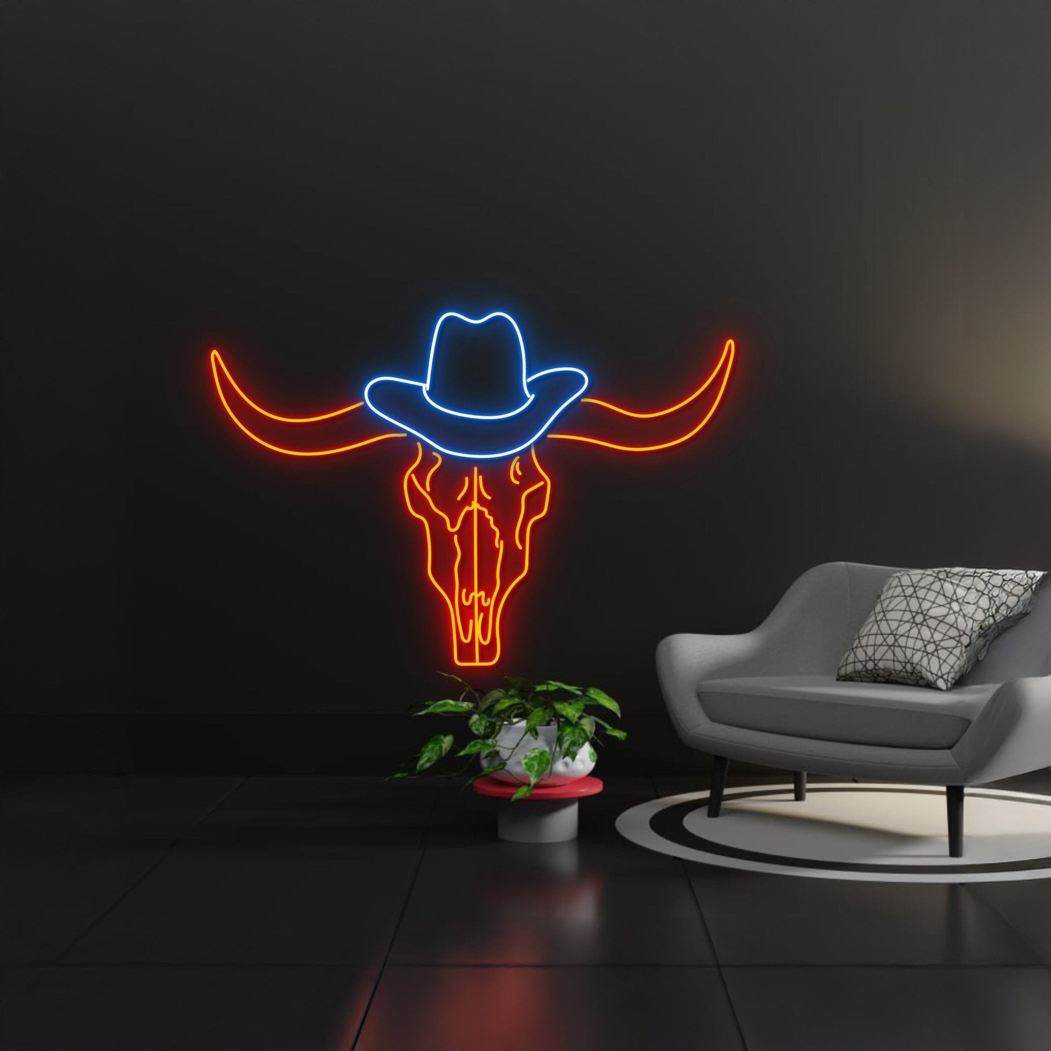 Bull Head Cowboy Hat Led Sign - Shineneon