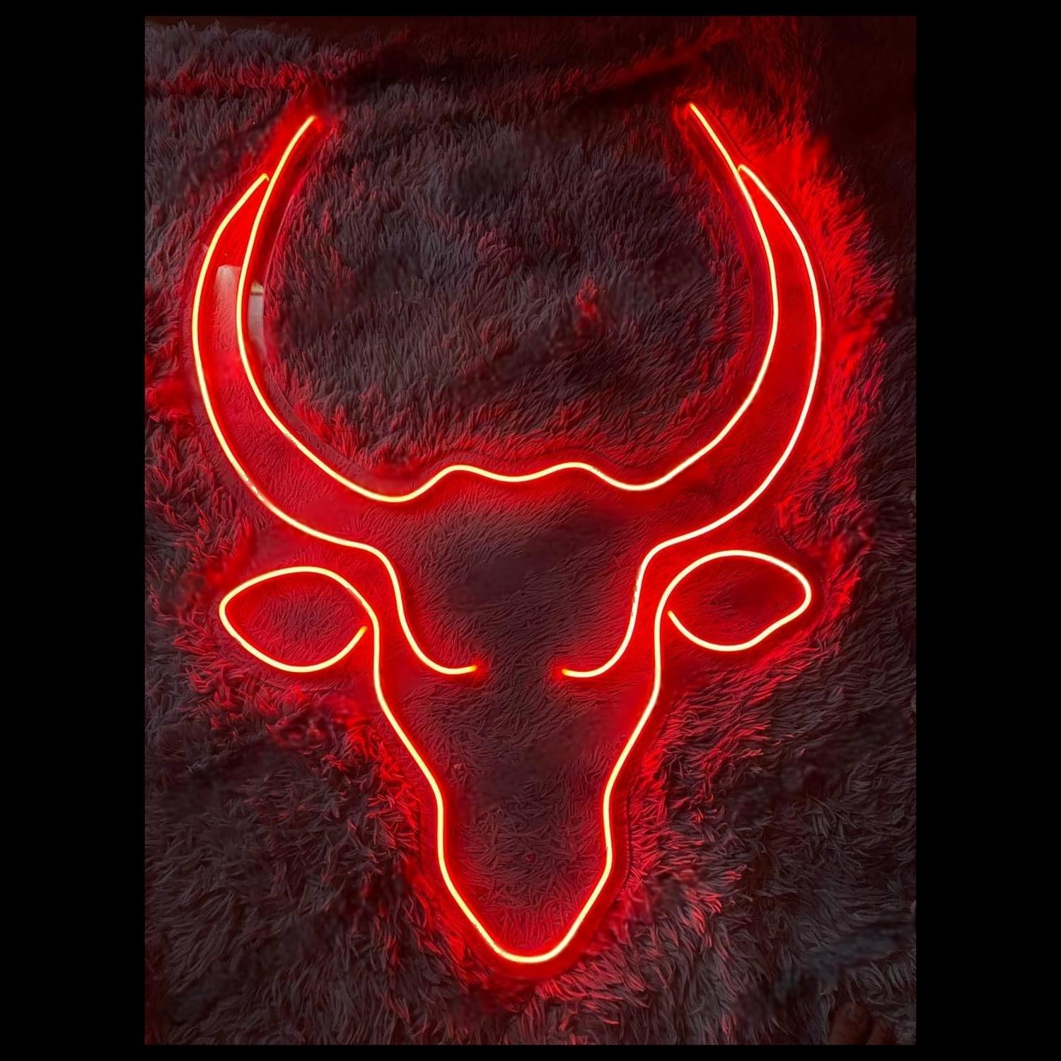 Bull Head Red Led Neon Sign For Bar Restaurant Home Decor | Shineneon