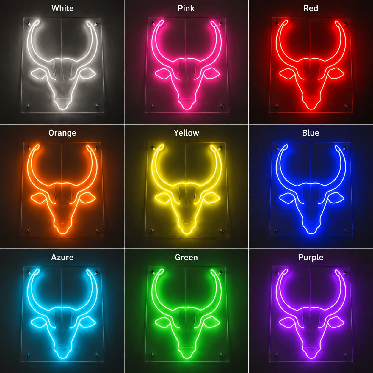 Bull Head Smokehouse Neon Sign LED Neon Sign color grid