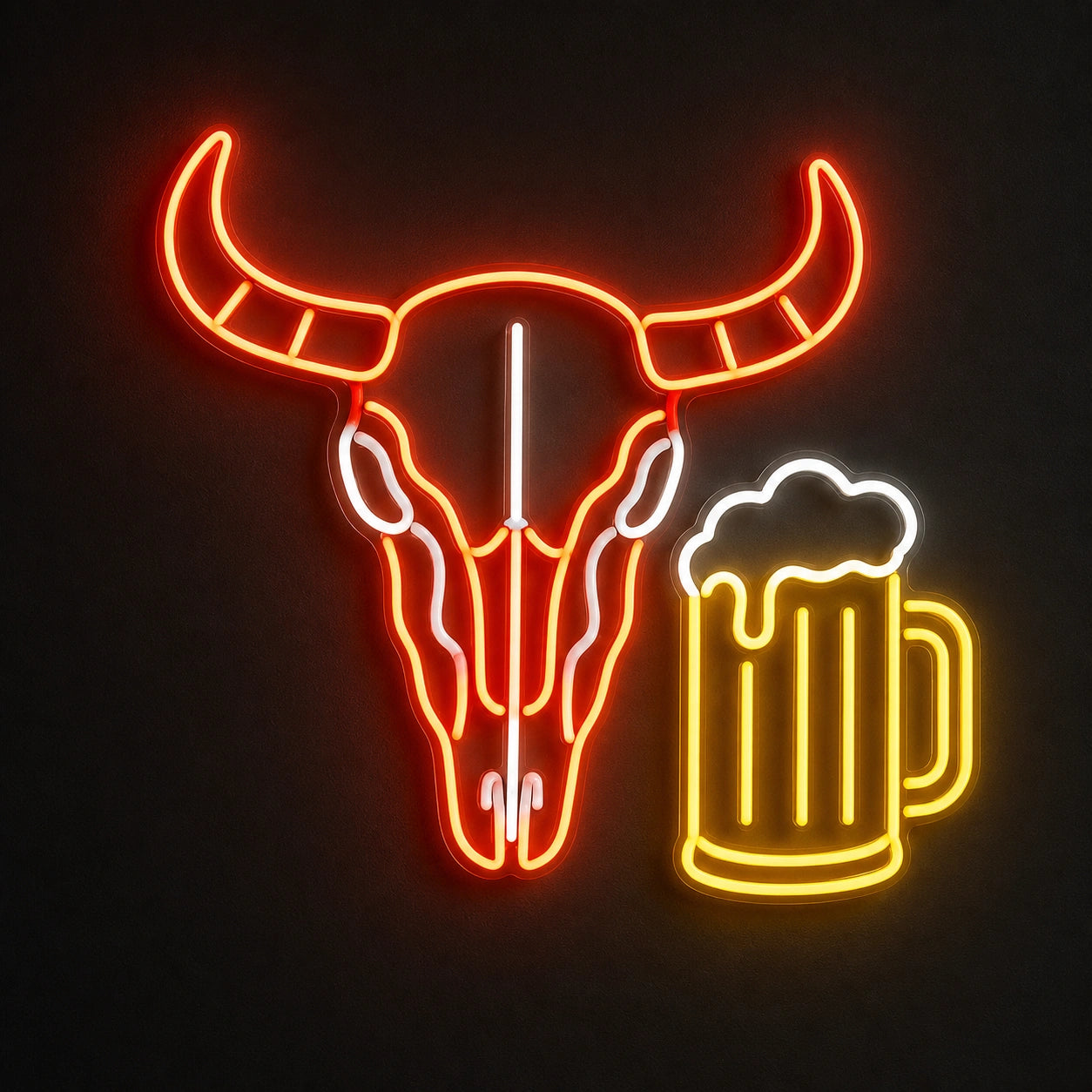 Bull Skull Beer Mug Vintage LED Neon Sign main product image