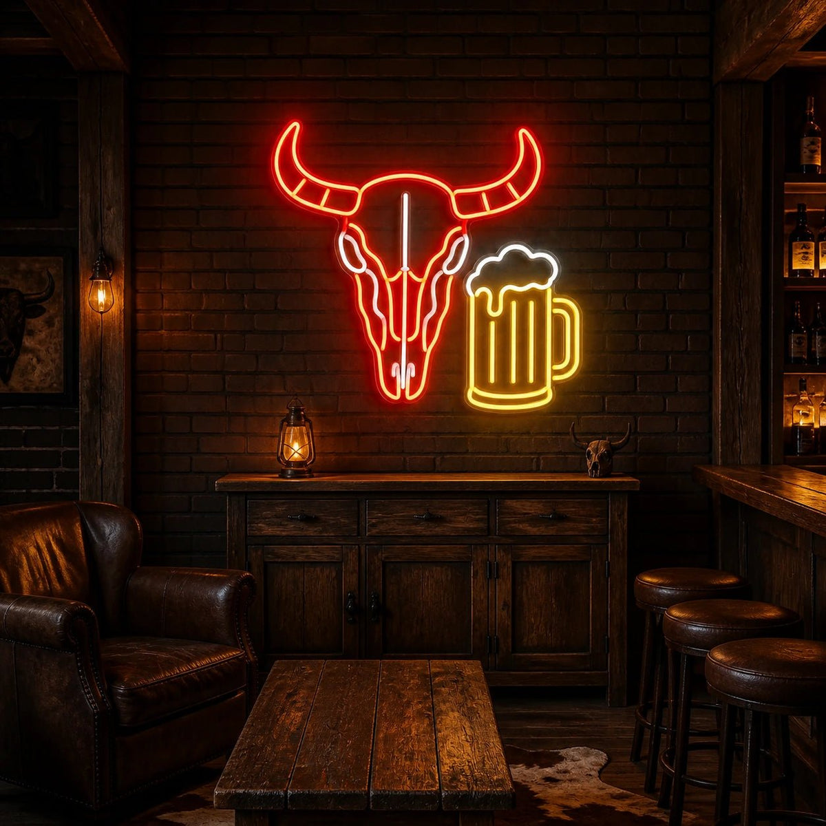 Bull Skull Beer Mug Vintage LED Neon Sign - Shineneon