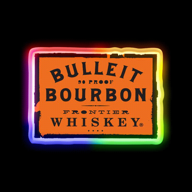 Bulleit Bourbon Cocktail Bar Decor Led Neon Sign Rgb Color - LED neon sign close-up detail