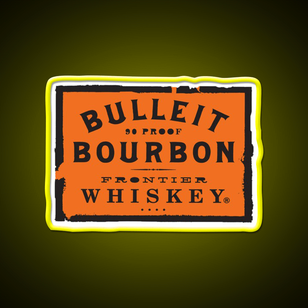 Bulleit Bourbon Cocktail Bar Decor Led Neon Sign Rgb Color - Custom LED neon sign front view