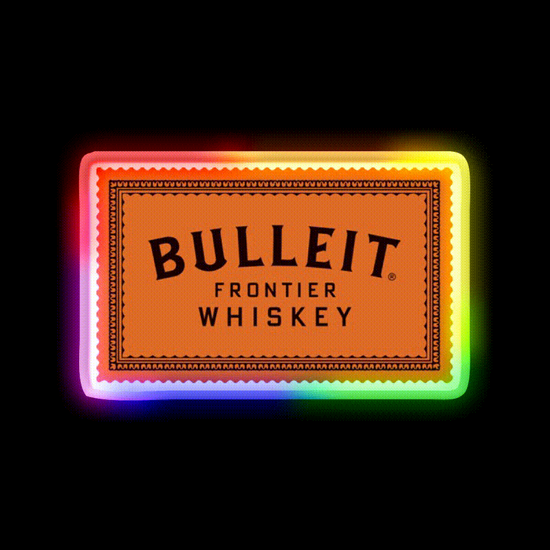 Bulleit Bourbon Whiskey Drink Bar Led Neon Sign Wall Art Rgb Color
