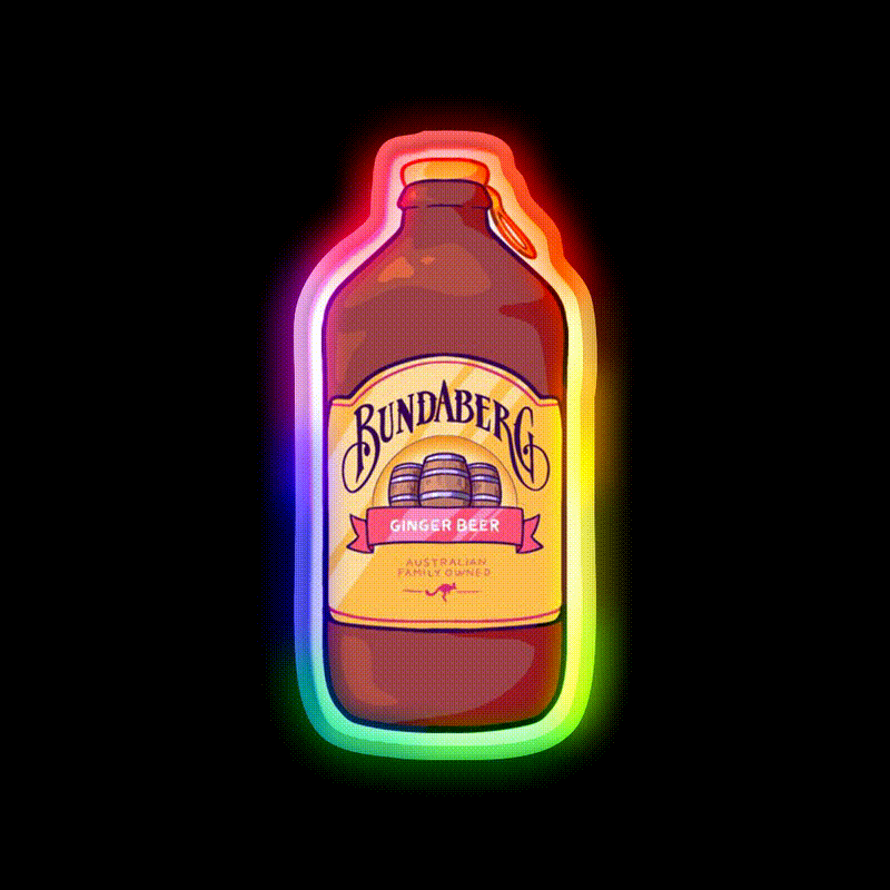 Bundaberg Ginger Beer Bar Decor Led Neon Sign Rgb Color - LED neon sign close-up detail