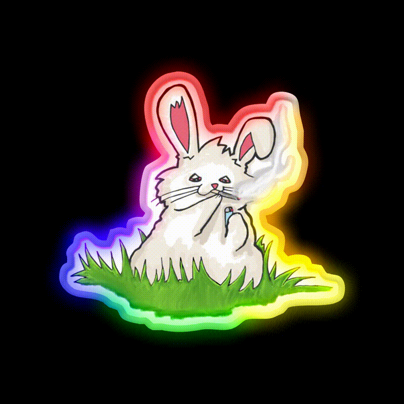 Bunny Hemp Inspired Green Leaf Led Neon Sign Rgb Color - LED neon sign close-up detail