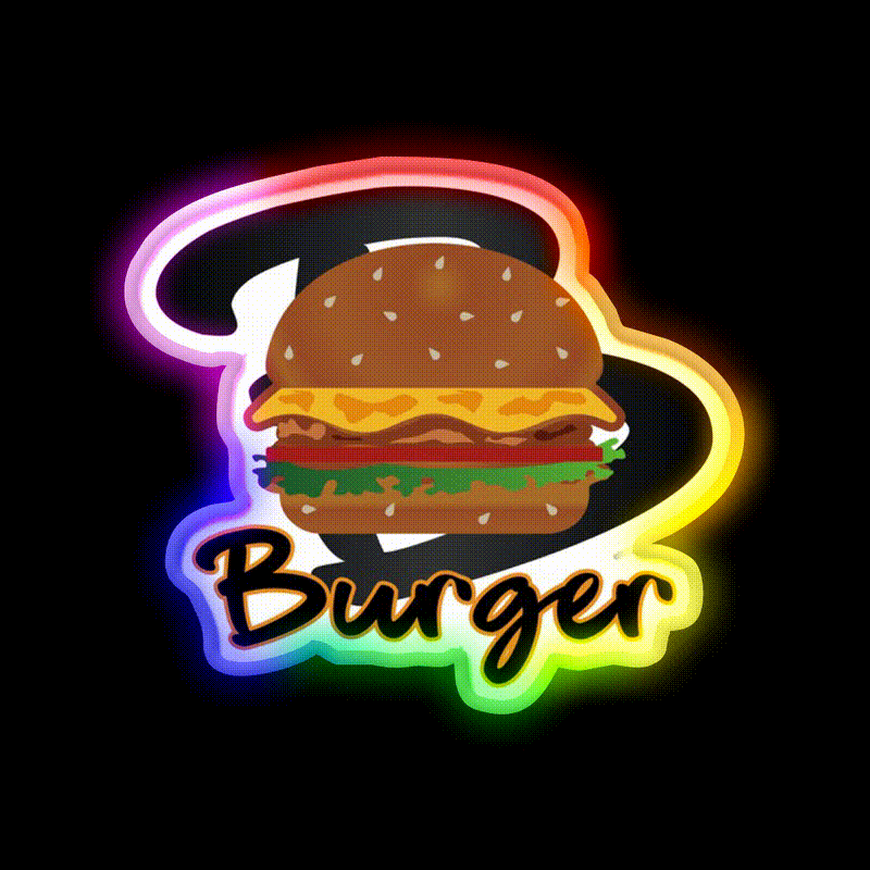 Burger America Fast Food Led Neon Sign For Burger Place Rgb Color