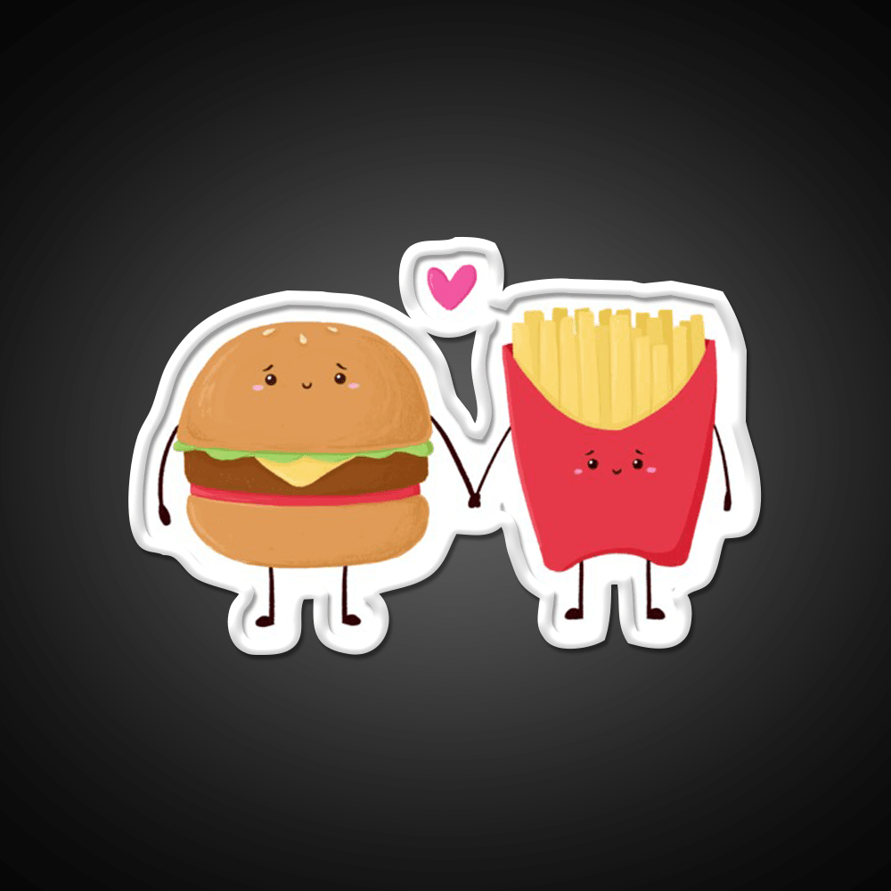 Burger And Fries Love Fast Food Led Neon Sign For Burger Place Rgb Color - Shineneon