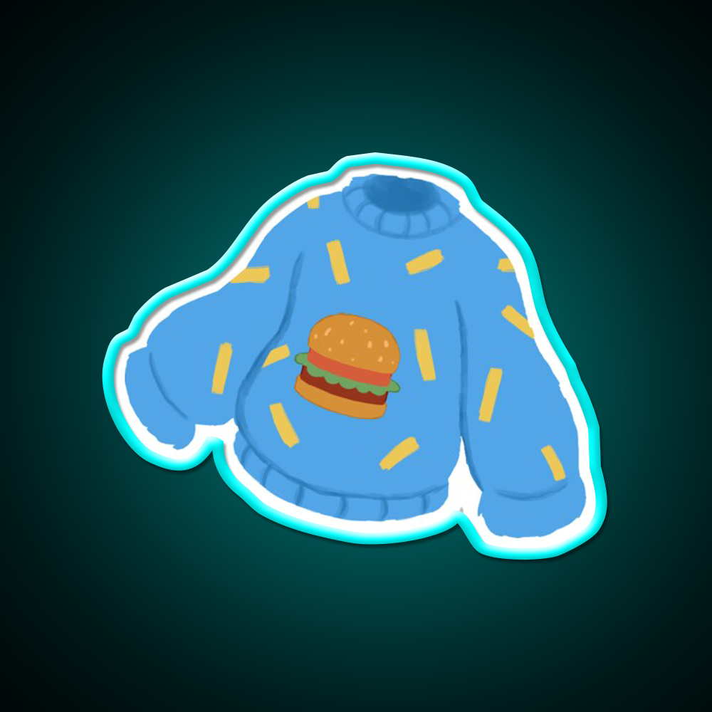 Burger And Fries Sweater Fast Food Led Neon Sign For Burger Place Rgb Color