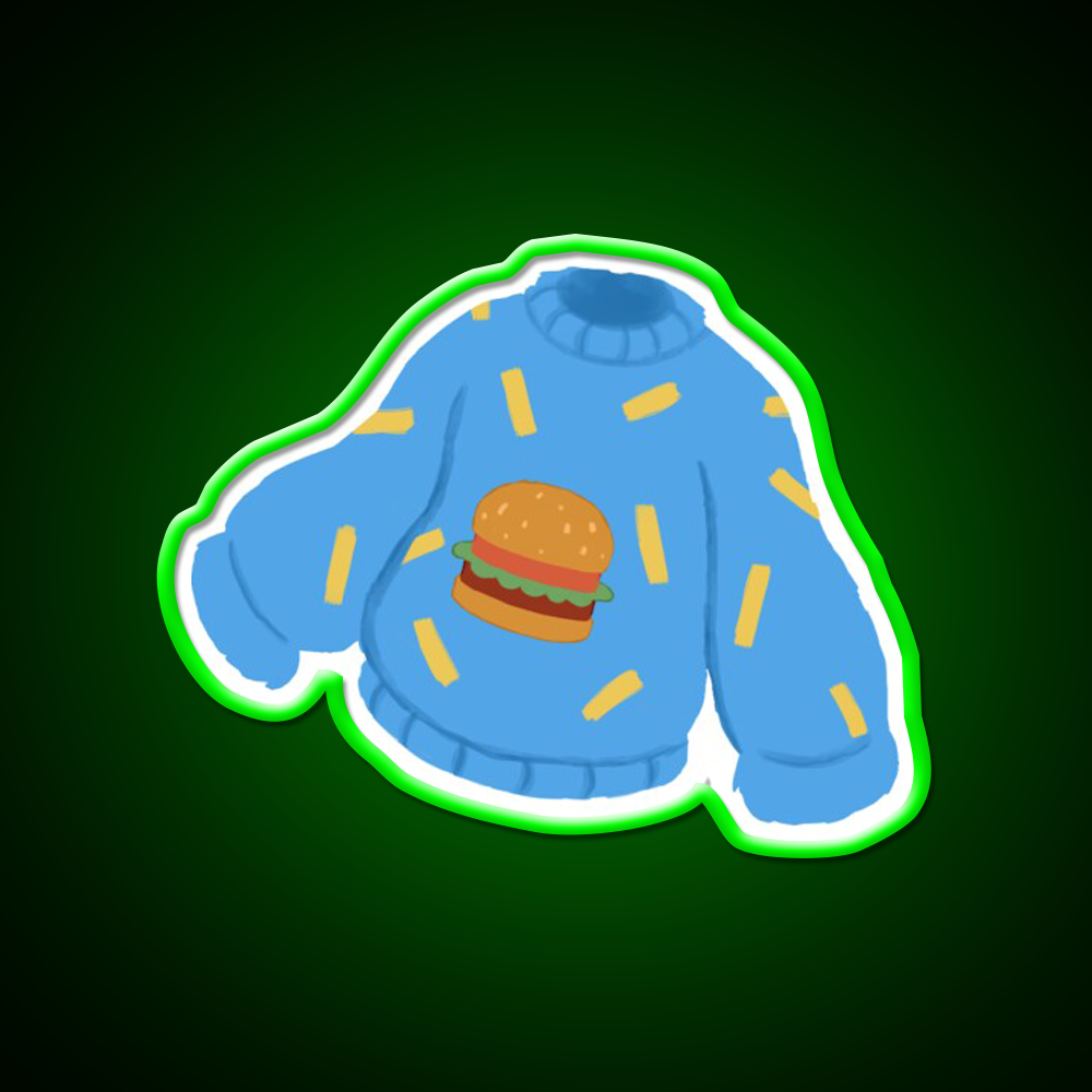 Burger And Fries Sweater Fast Food Led Neon Sign For Burger Place Rgb Color