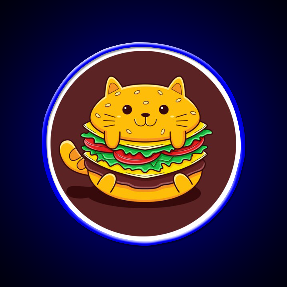 Burger Cat Fast Food Led Neon Sign For Burger Place Rgb Color