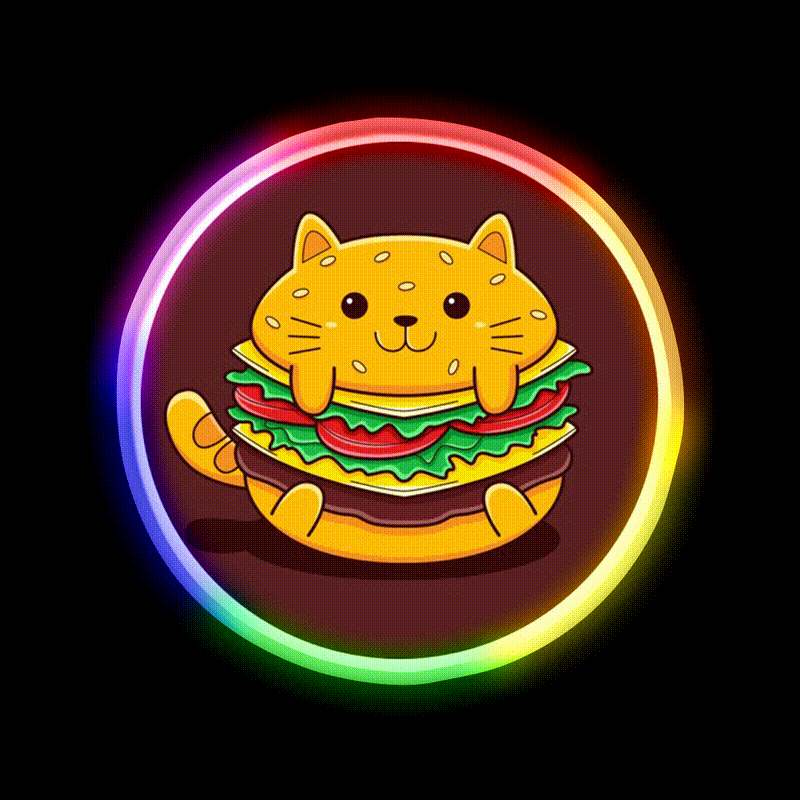 Burger Cat Fast Food Led Neon Sign For Burger Place Rgb Color