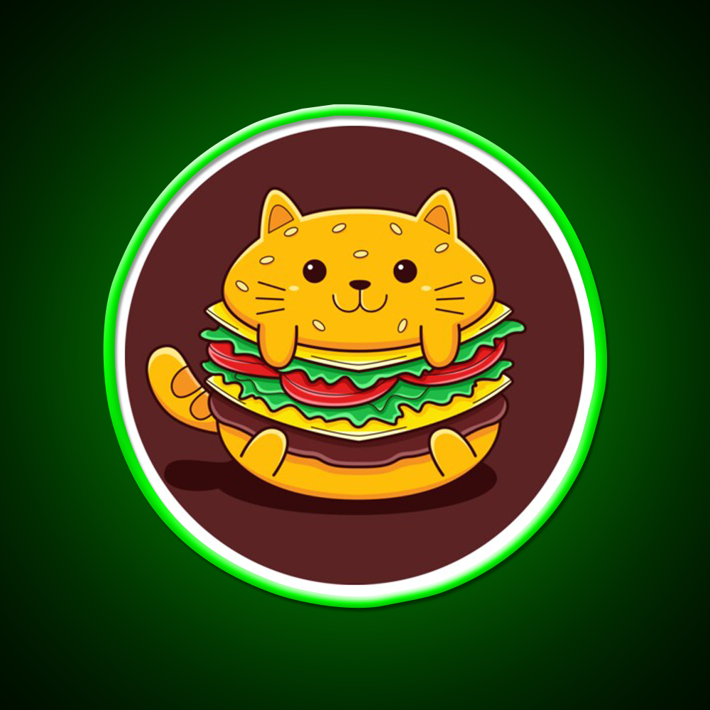 Burger Cat Fast Food Led Neon Sign For Burger Place Rgb Color