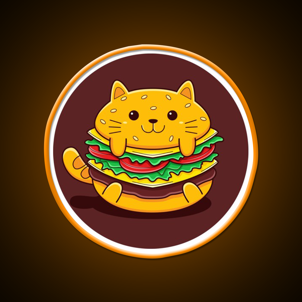 Burger Cat Fast Food Led Neon Sign For Burger Place Rgb Color