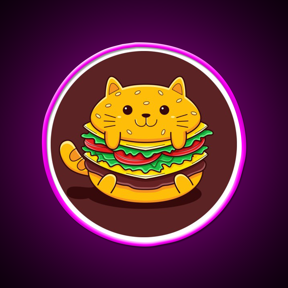 Burger Cat Fast Food Led Neon Sign For Burger Place Rgb Color