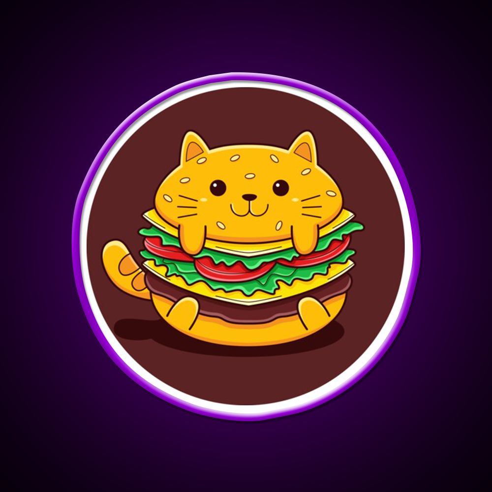 Burger Cat Fast Food Led Neon Sign For Burger Place Rgb Color