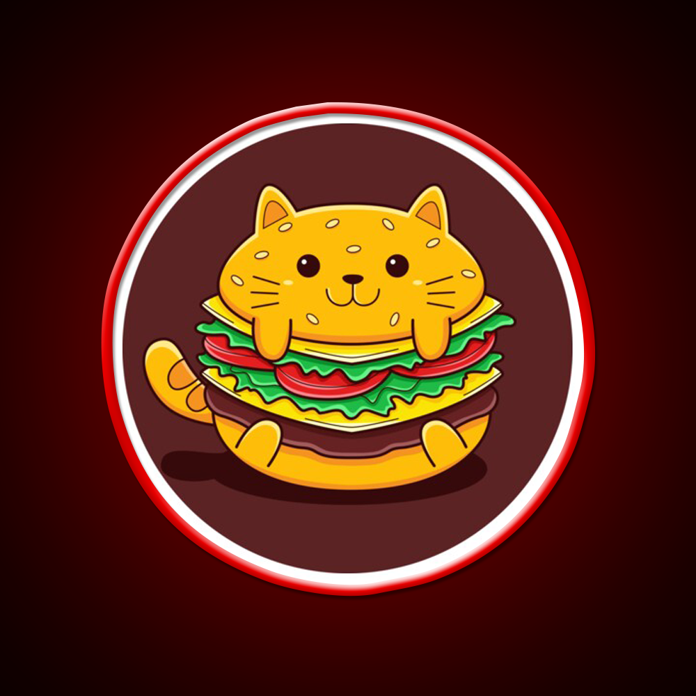 Burger Cat Fast Food Led Neon Sign For Burger Place Rgb Color