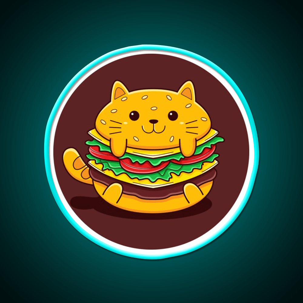 Burger Cat Fast Food Led Neon Sign For Burger Place Rgb Color - Shineneon