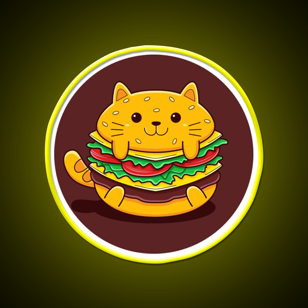 Burger Cat Fast Food Led Neon Sign For Burger Place Rgb Color