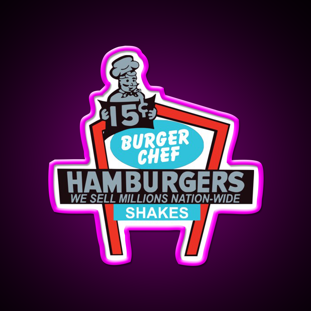 Burger Chef Fast Food Led Neon Sign For Burger Place Wall Decor Rgb Color