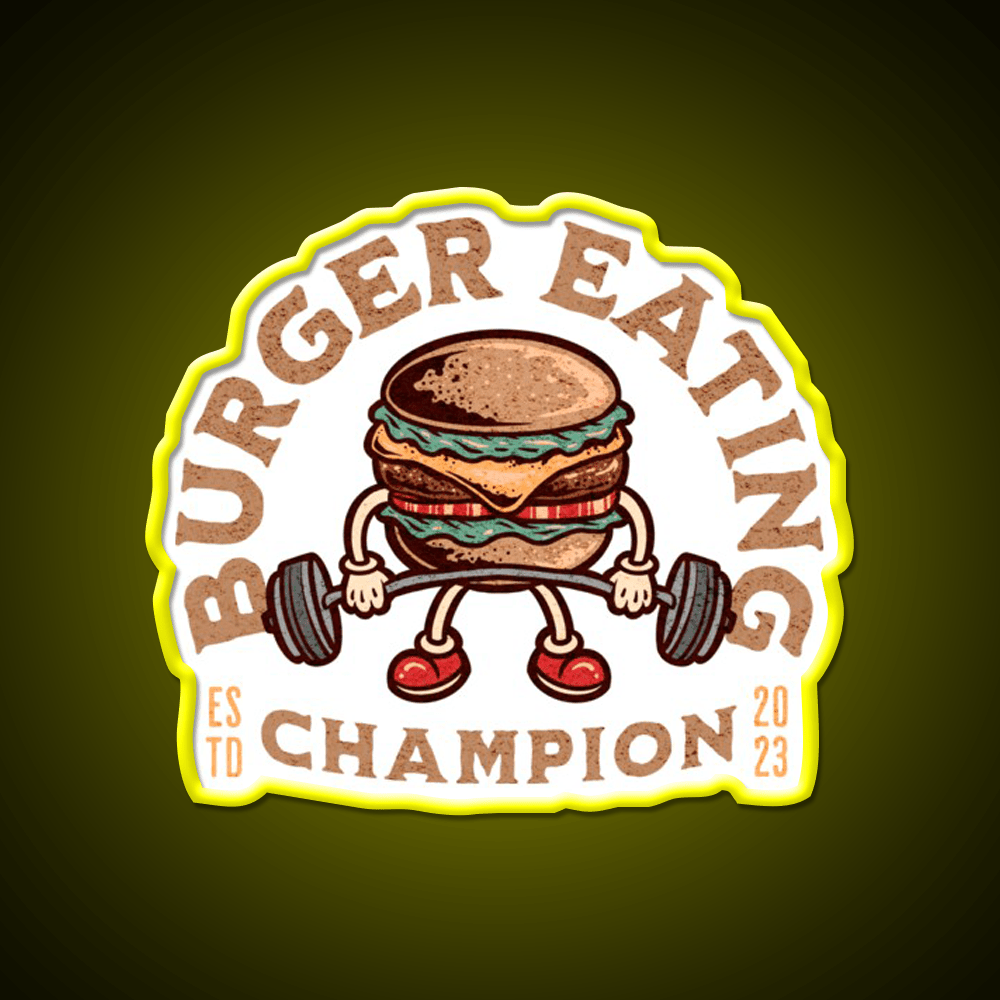 Burger Eating Champion Fast Food Hamburger Led Neon Sign For Burger Place Rgb Color - Shineneon