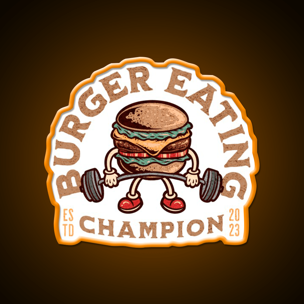 Burger Eating Champion Fast Food Hamburger Led Neon Sign For Burger Place Rgb Color - Shineneon