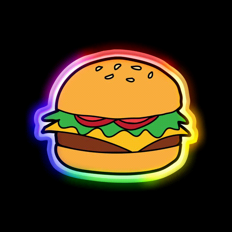 Burger Fast Food Led Neon Sign For Burger Place Rgb Color