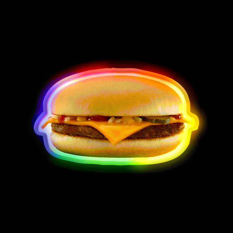 Burger Fast Food Led Neon Sign For Burger Place Led Sign Rgb Color - LED neon sign close-up detail