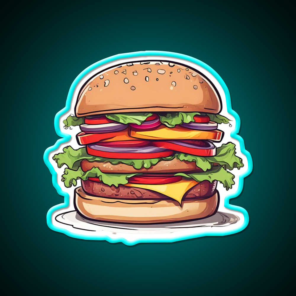 Burger Fast Food Led Neon Sign For Burger Place Neon Sign Rgb Color