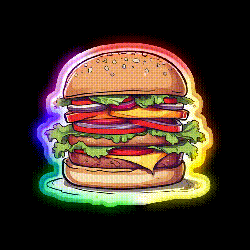 Burger Fast Food Led Neon Sign For Burger Place Neon Sign Rgb Color