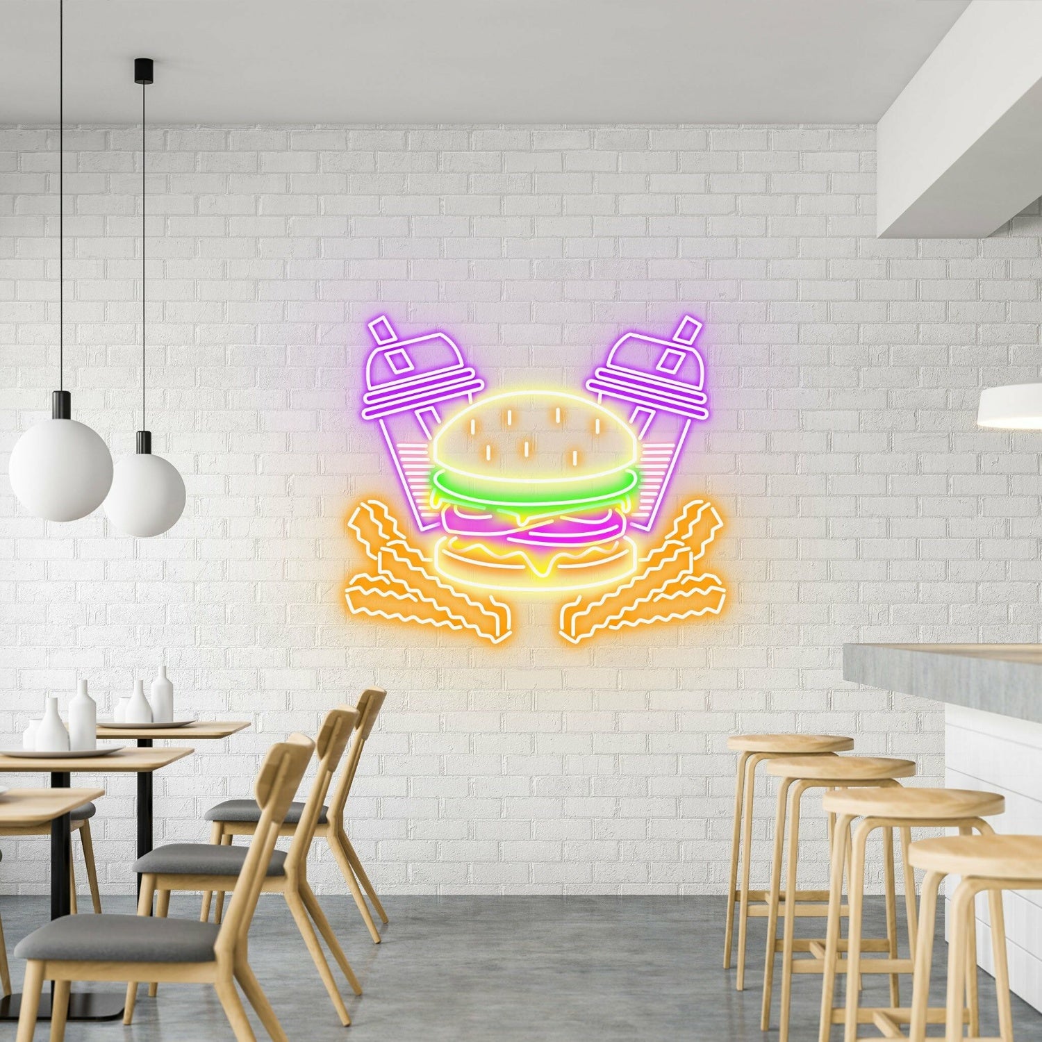 Burger Fries Shakes Classic Neon For American Diners | Shineneon