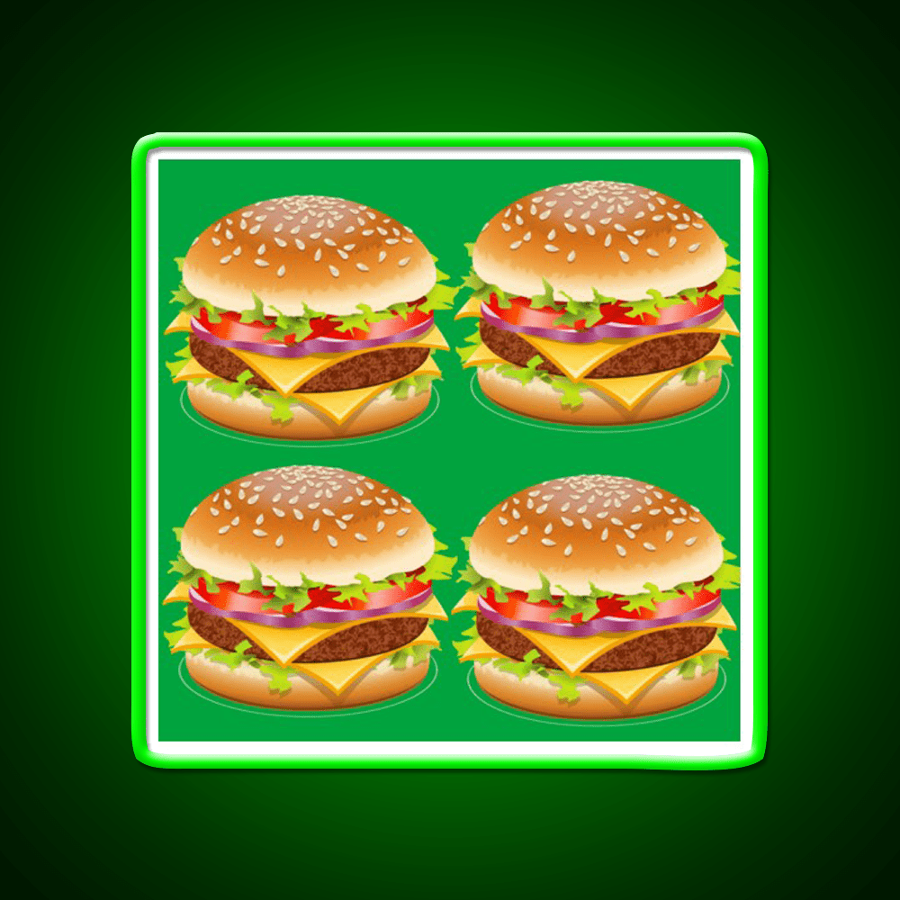 Burger Hamburger Cheeseburger Pattern Led Neon Sign For Burger Place Rgb Color - Shineneon
