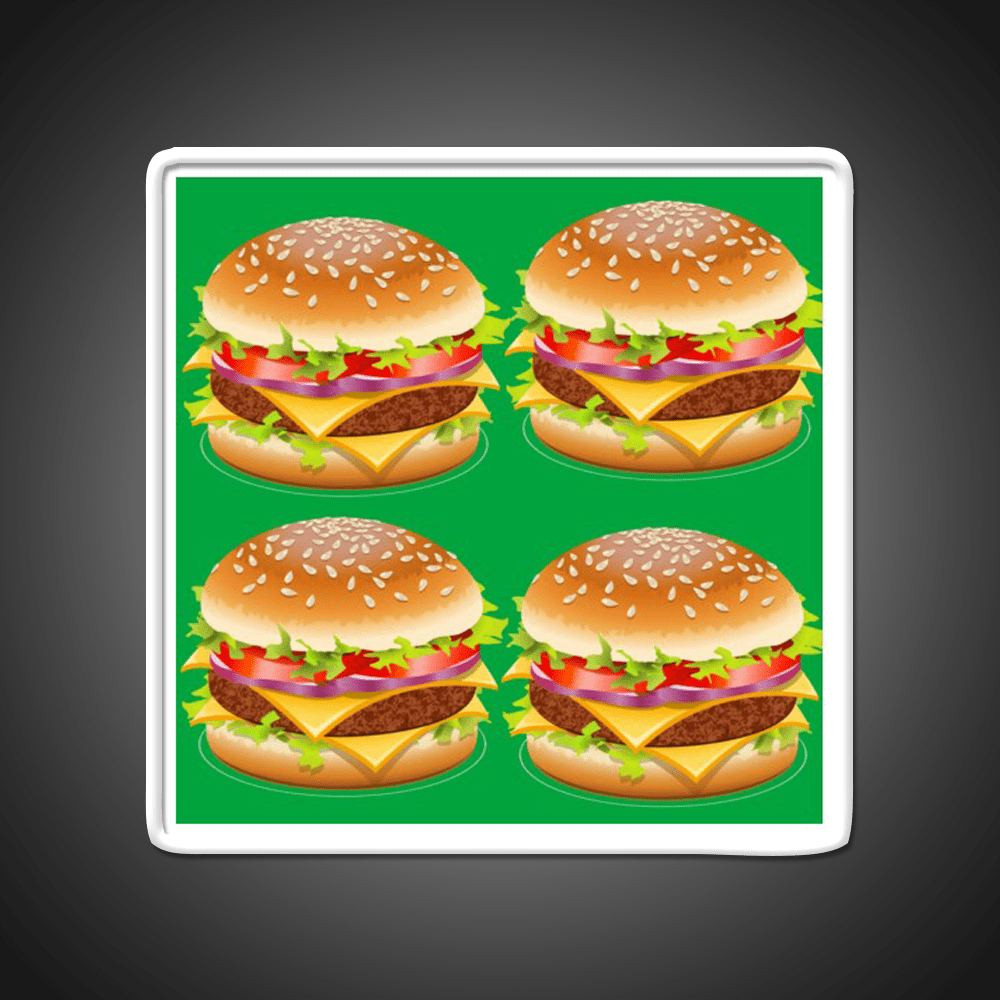 Burger Hamburger Cheeseburger Pattern Led Neon Sign For Burger Place Rgb Color - Shineneon