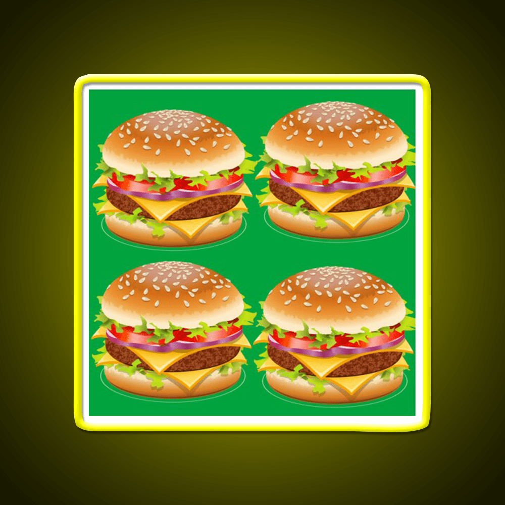 Burger Hamburger Cheeseburger Pattern Led Neon Sign For Burger Place Rgb Color - Shineneon