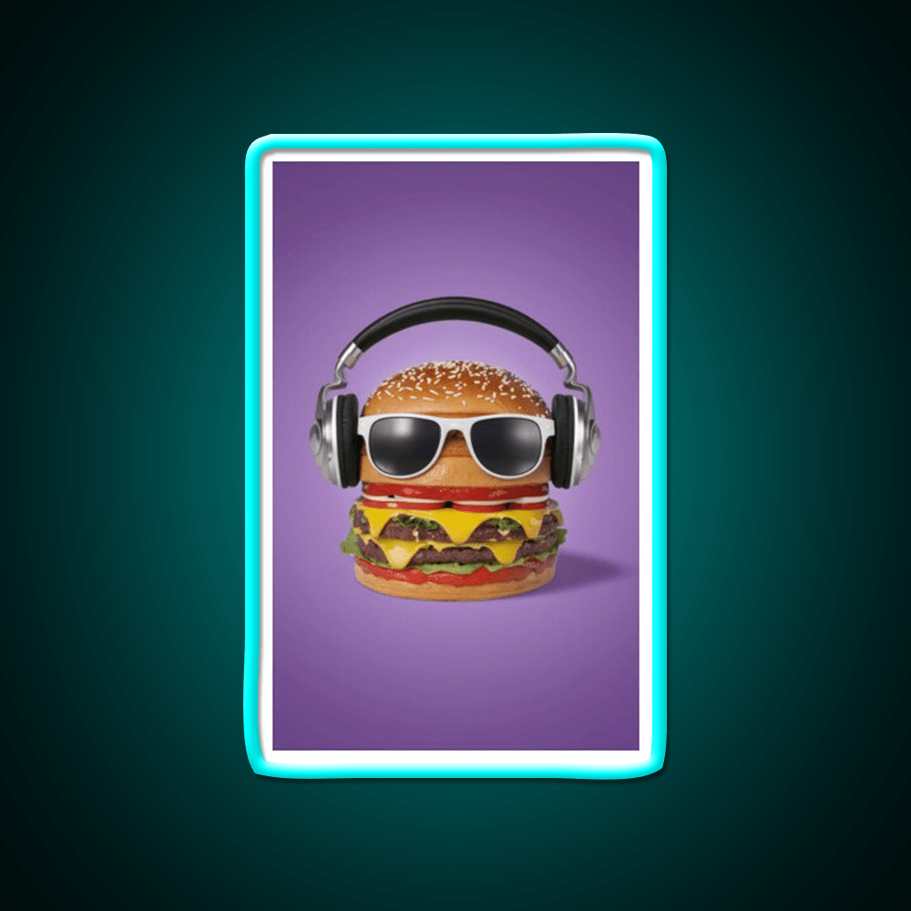 Burger Headphones Fast Food Led Neon Sign For Burger Place Rgb Color - Shineneon