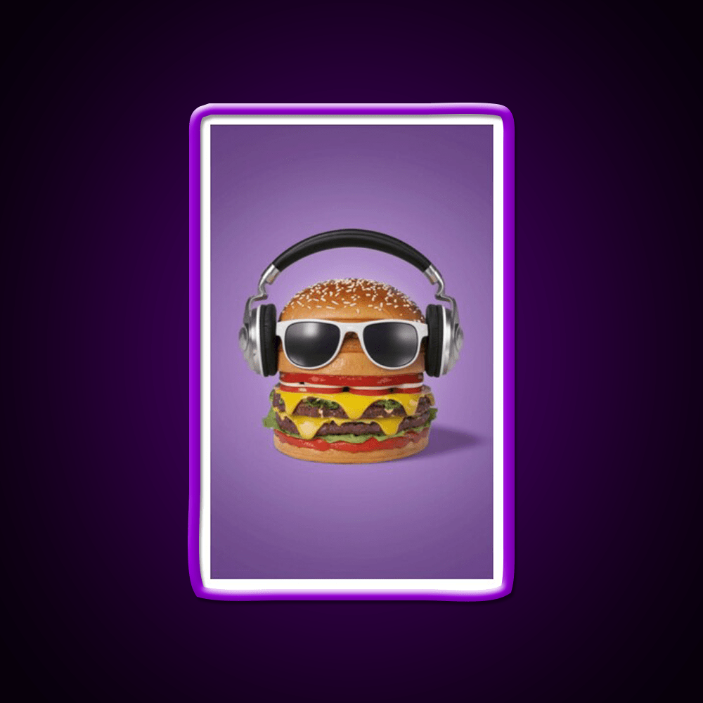 Burger Headphones Fast Food Led Neon Sign For Burger Place Rgb Color - Shineneon