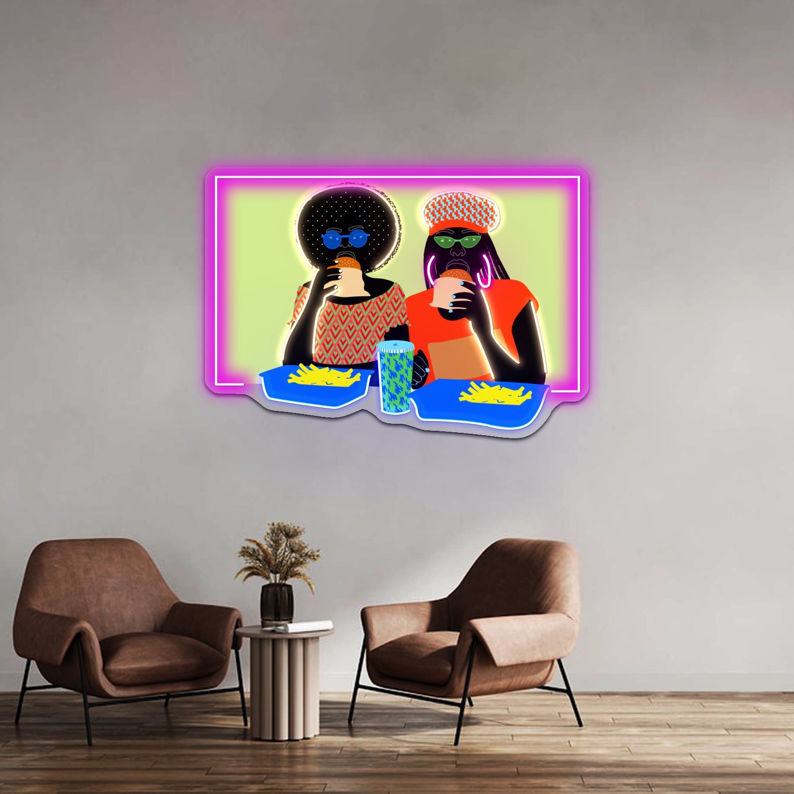 Burger Ladies Artwork Business Neon Sign - Shineneon