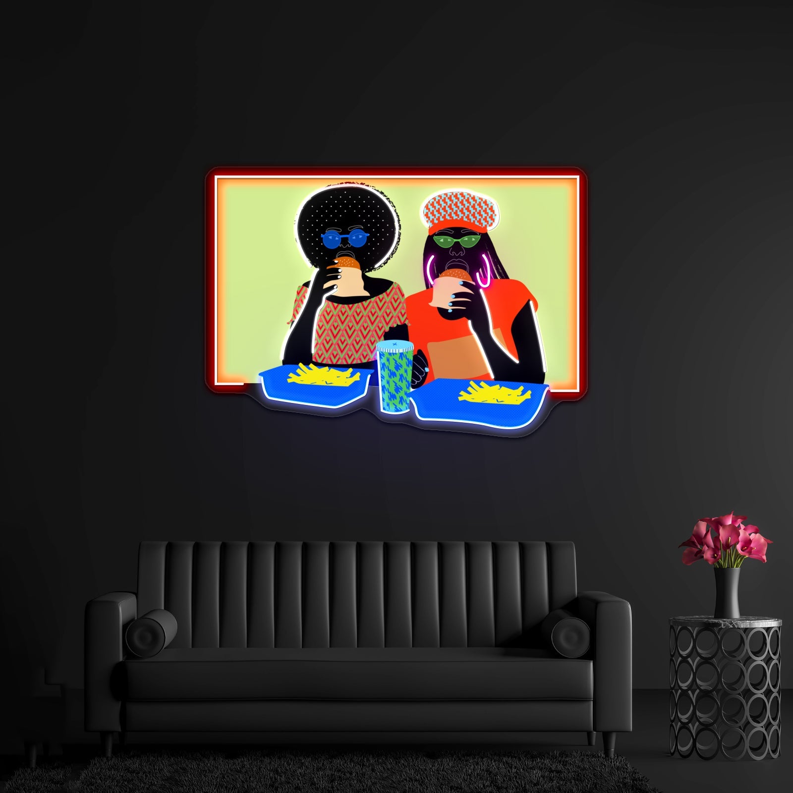 Burger Ladies Artwork Business Neon Sign - Shineneon