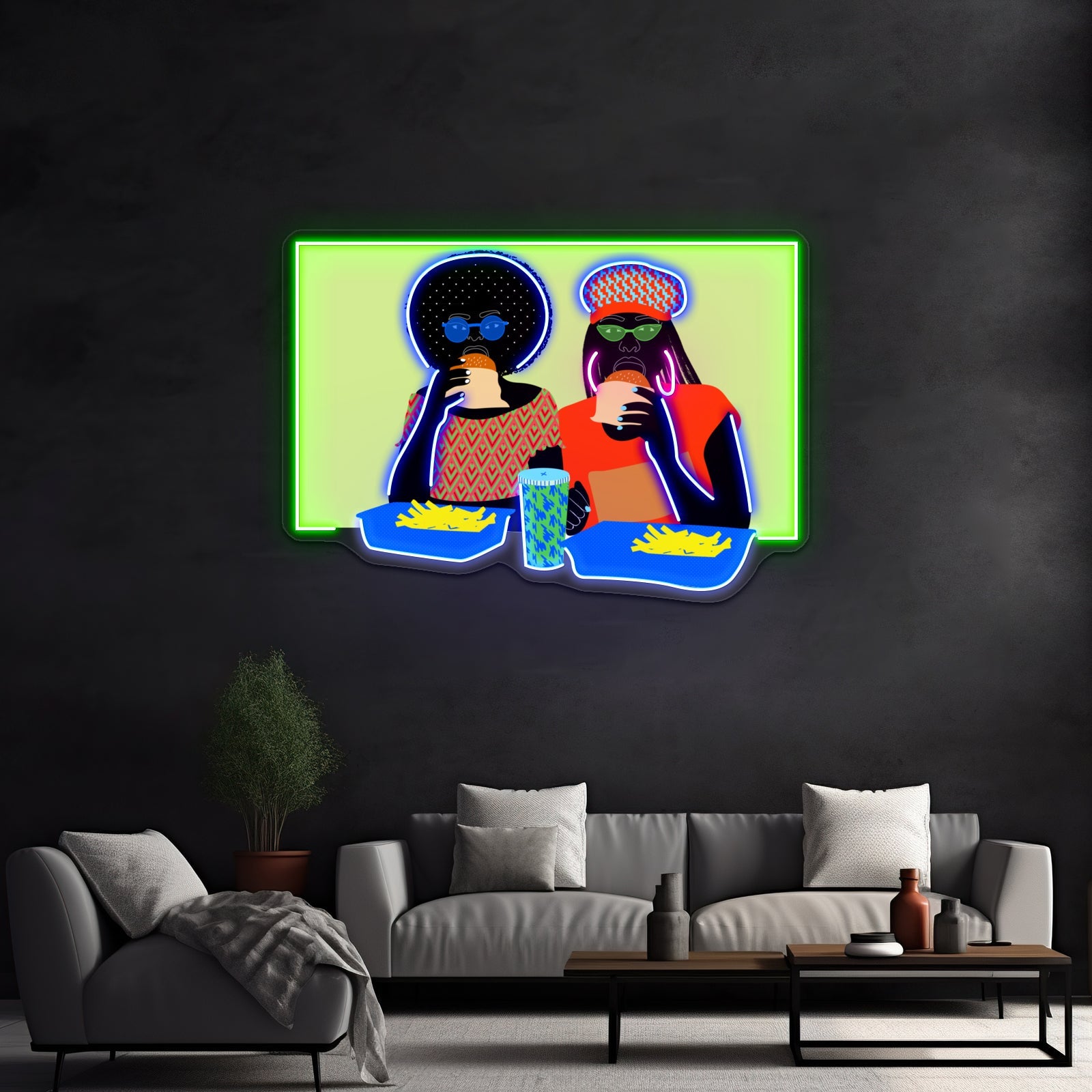 Burger Ladies Artwork Business Neon Sign - Shineneon