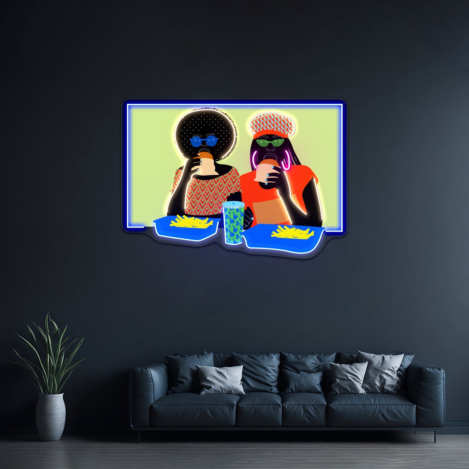 Burger Ladies Artwork Business Neon Sign - Shineneon