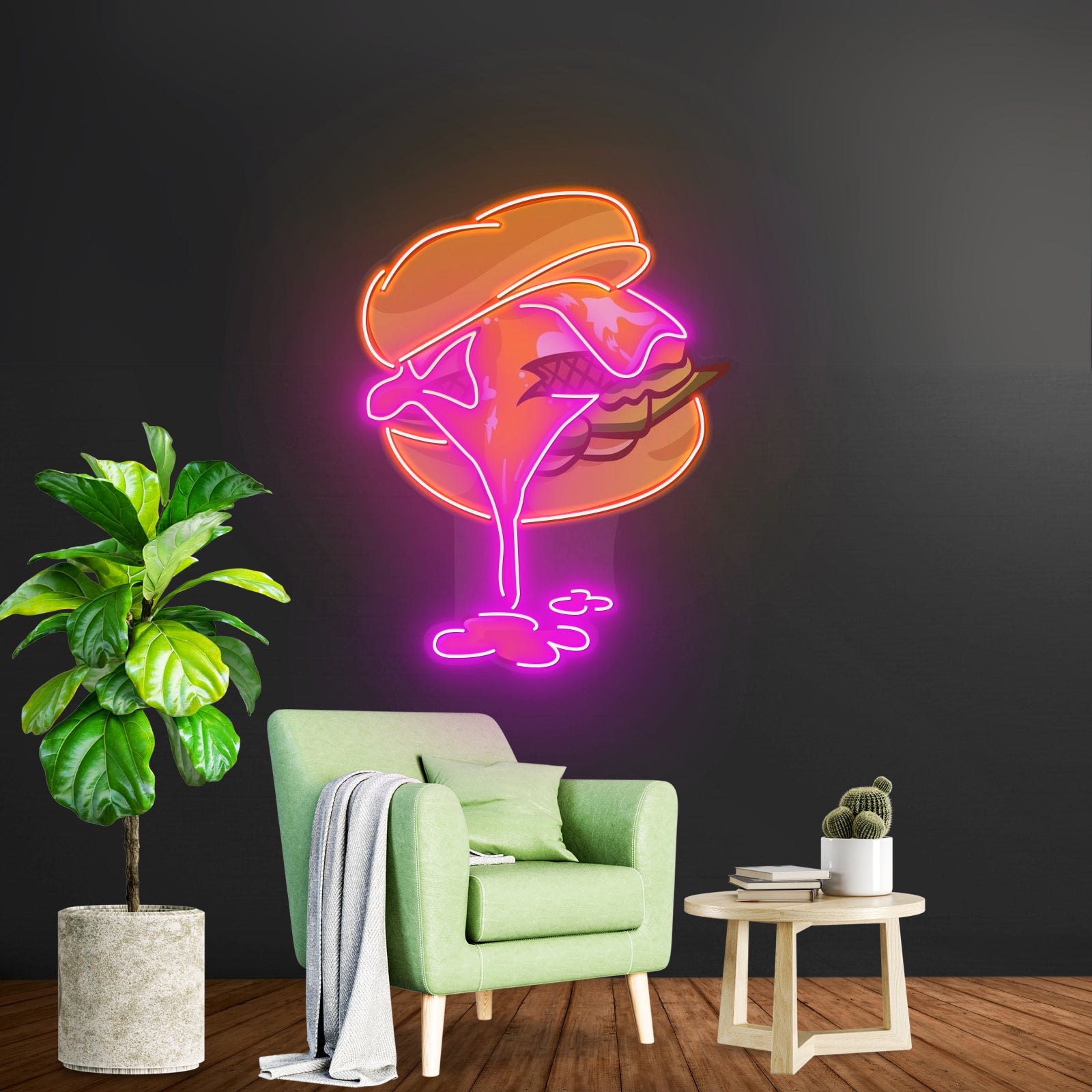 Burger Led Neon Sign Acrylic Artwork For Sale - Shineneon
