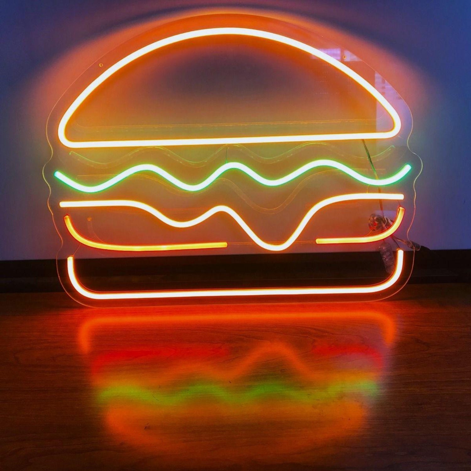 Burger Led Neon Sign With Orange Green Lights For Fast Food Restaurant Home Decor | Shineneon