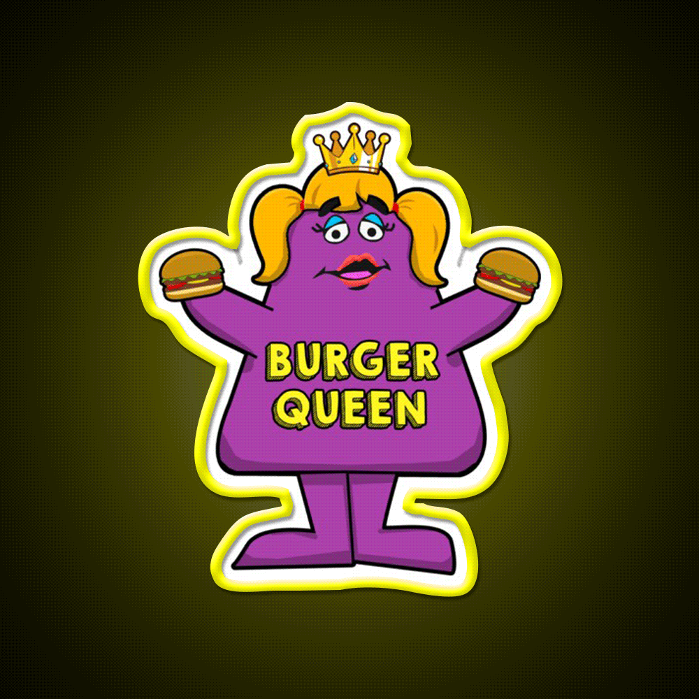 Burger Queen Fast Food Led Neon Sign For Burger Place Rgb Color - Custom LED neon sign front view