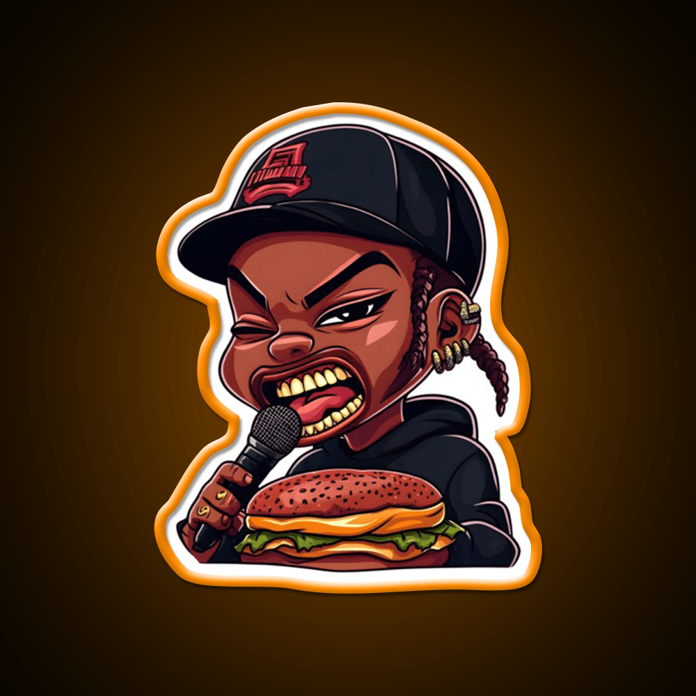 Burger Rapper Chibi Food With Flavor Led Neon Sign For Burger Place Rgb Color - Shineneon