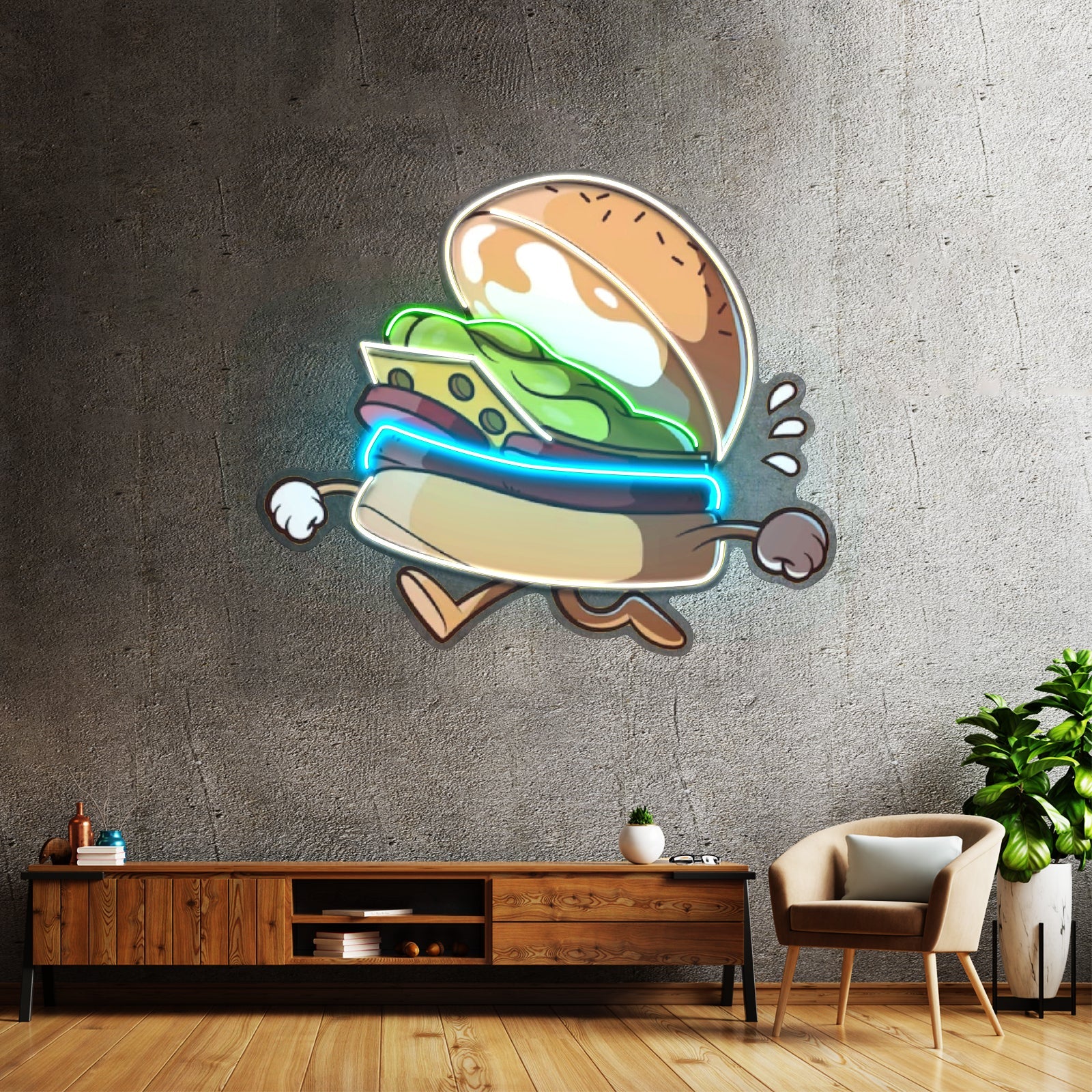 Burger Running Led Neon Sign Light Custom Led Signs - Shineneon