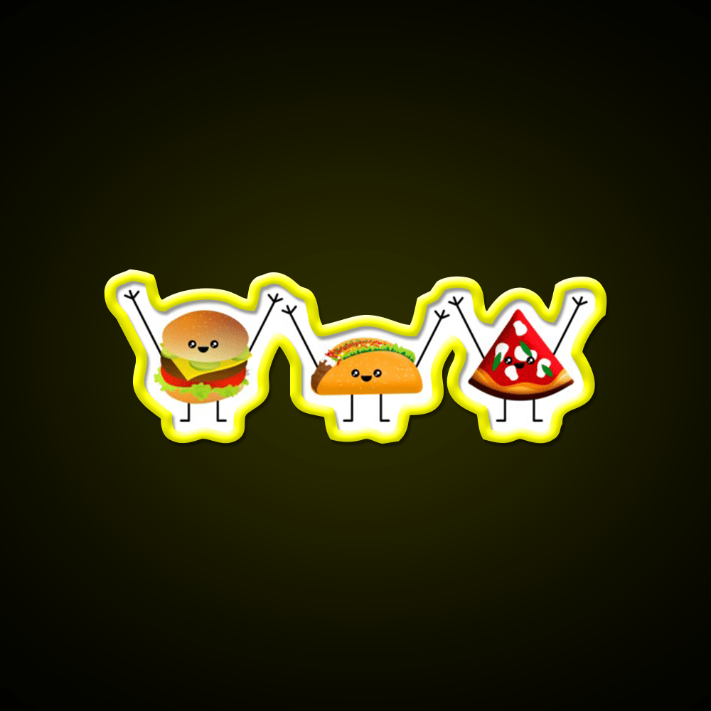 Burger Taco Pizza Best Friends Taco Led Neon Sign Mexican Food Sign Rgb Color - Shineneon