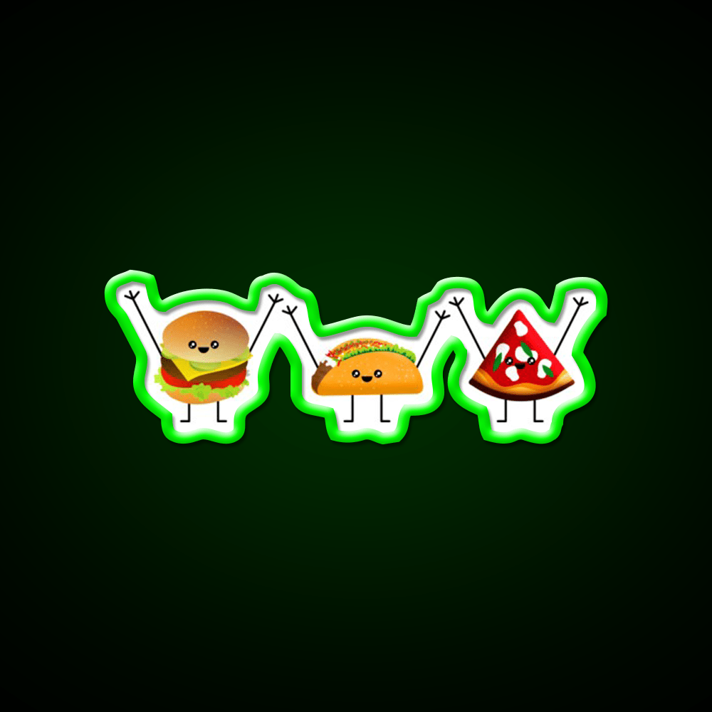 Burger Taco Pizza Best Friends Taco Led Neon Sign Mexican Food Sign Rgb Color - Shineneon