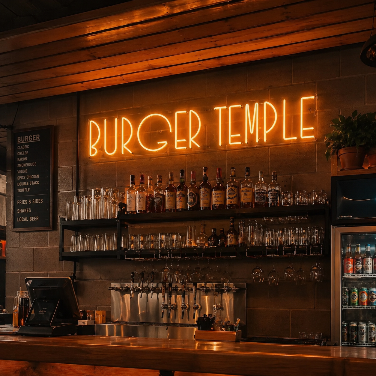 Burger Temple LED Neon Sign - 03 Real Lifestyle Scene